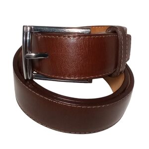W. Kleinberg Brown Genuine Leather Silver Buckle High Quality Men's Belt 36"